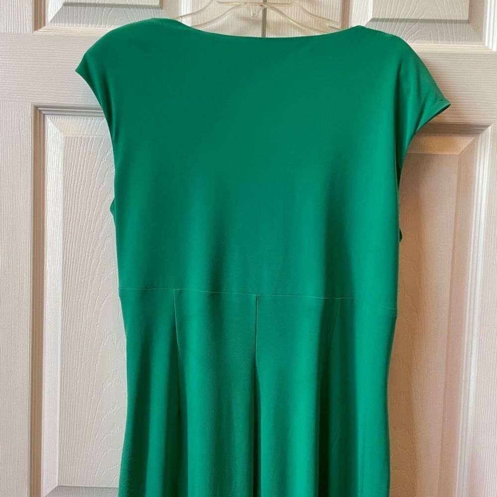 Lauren Ralph Lauren Emerald Ruched Faux Wrap Midi Dress EUC Size 18 - Picture 6 of 6
